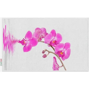 Tropik Home Tropikhome Orkide Desenli Dijital Baskılı Püsküllü Polyester Kaymaz Tabanlı Banyo Paspası