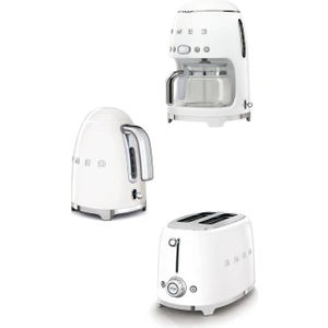 Smeg Beyaz Kettle 1x2 Ekmek Kızartma Makinesi ve Filtre Kahve Makine Seti