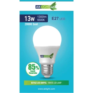 Aklight 13W Beyaz Işık E-27 LED Ampul 1300 Lm