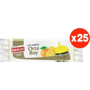 Mandarin Kokulu Orta Boy 15'li Çöp Torbası x 25 Paket (55*60 Cm)