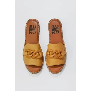 Bueno Shoes Sarı Deri Kadın Düz Terlik