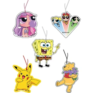 5'li Dekoratif Figürlü Çizgi Film Seti Oto Kokusu ve Aksesuarı