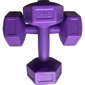 2 kg x 2 Adet Dambıl Vinyl Kaplı Dumbell Ağırlık - Mor