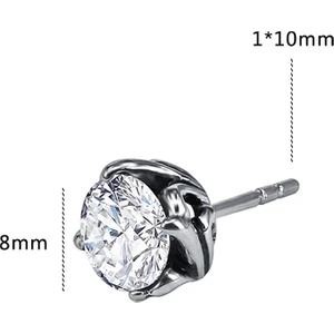 Zirkon Taşlı Modern Vintage S+ Kalite Motorcu Erkek 316L Çelik Küpe (Tekli)