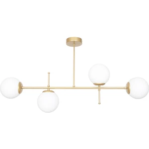 Fer Avize  Çello Modern Lüks Tasarım Gold Renk Beyaz Camlı Tavan 4 Lü Avize
