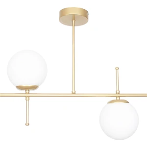 Fer Avize  Çello Modern Tasarım Metal Eskitme Gold Renk Beyaz Camlı 2 Li Avize