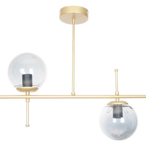 Fer Avize  Çello Modern Tasarım Metal Eskitme Gold Renk Füme Camlı 2 Li Avize