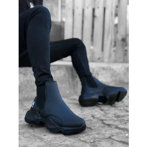 BA0444 Bağcıksız Rahat Yüksek Taban Siyah Erkek Spor Yarım Bilek Bot