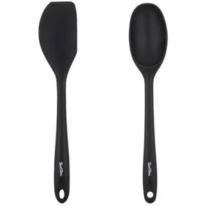 Füme Renkli Silikon Büyük Kaşık ve Spatula Seti