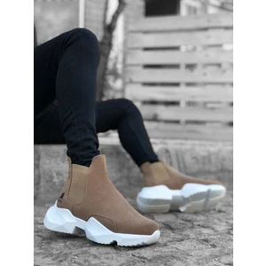 BA0444 Bağcıksız Rahat Yüksek Taban Vizon Erkek Spor Yarım Bilek Bot