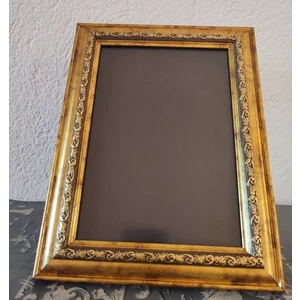 Çiçek Çerçeve Sarı Yaldızlı Oymalı Çerçeve