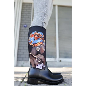 Sea & Blue Shoes Ikonik Kadın Renkli Baskılı Su Geçirmeyen Kadın Yağmur Çizmesi