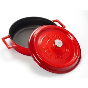 Döküm Tencere 24 cm. Sığ Kırmızı Tencere