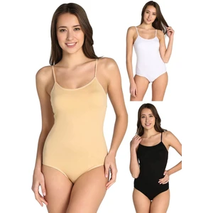 3'lü Paket Likralı Ip Askılı Zıbın Bayan Çıtçıtlı Body