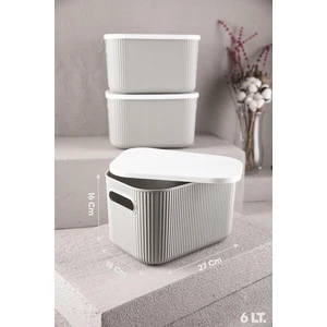 2 Adet Storage 6lt Gri Çok Amaçlı Dolap Içi Düzenleyici Kapaklı Kutu,