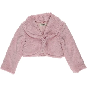 Kız Bebek Şal Yakalı Crop Peluş Ceket