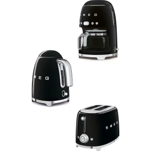 Smeg Siyah Kettle 1x2 Ekmek Kızartma Makinesi ve Filtre Kahve Makine Seti