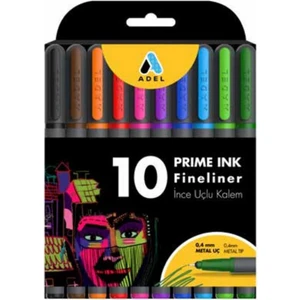 Fineliner 10 Lu Ince Uçlu Kalem Prime Ink 10 Renk 1 Paket