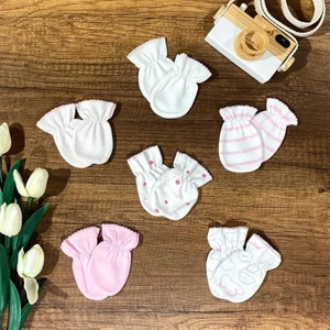 Renkli Puset 6'lı Penye Bebek Yeni Doğan Eldiven Set