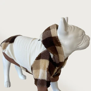 Cool Suit Ekose Peluş Krem Köpek Sweatshirt