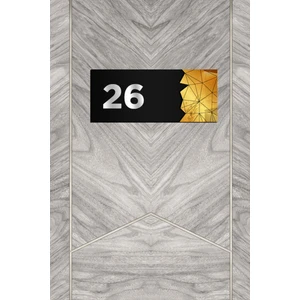 Dekoratif Aynalı Kapı Numarası Pleksi No: 26, Gold