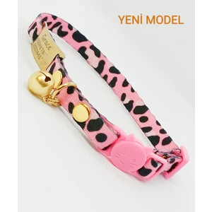 Pet Love Forever Leopar Desenli Isimli Kedi Tasması, Isimlikli Pembe Kedi ve Köpek Tasması,