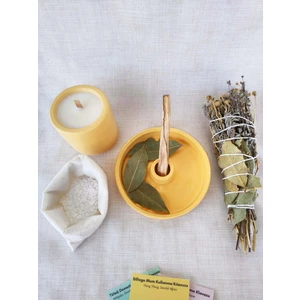 Sillage Candle Arınma Tütsülük Set Vegan Kiraz Çiçeği Sedir Kokulu Soya Mumu Palo Santo Adaçayı Lavanta Tütsü Seti