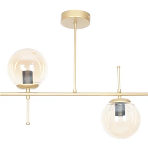 Fer Avize  Çello Modern Tasarım Metal Eskitme Gold Renk Bal Camlı 2 Li Avize