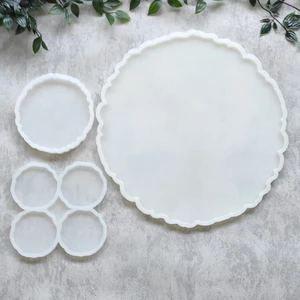 By Shesel Dalgalı Yuvarlak Tepsi Bardak Altlığı Magnet Set Epoksi Kalıp