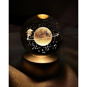 Deco Elit Satürn Cam Küre Satürn Kız Küre Renk Değiştiren Işıklı Dekoratif Cam Küre