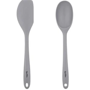 Gri Renkli Silikon Büyük Kaşık ve Spatula Seti