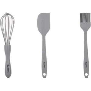 Gri Renkli Orta Boy 3'lü Silikon Spatula, Fırça ve Çırpıcı Seti