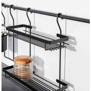 Siyah Askılı 2 Katlı Lamalı Baharatlık Raf