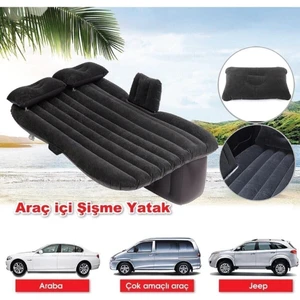 Şişme Yatak Araba ve Kamp Yatağı Çanta Elektrikli Pompa Tamir Kiti ve Yastıklı Yatak Seti
