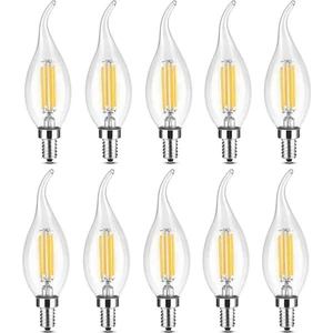 Rustik LED Ampul 4W E14 Ince Duy Gün Işığı 3200K 10 Adet Kıvrık Mum Ampul