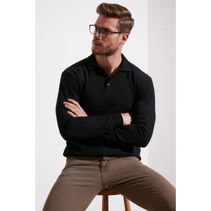 Pamuklu Düğmeli Polo Yaka Kazak Erkek Kazak 456211