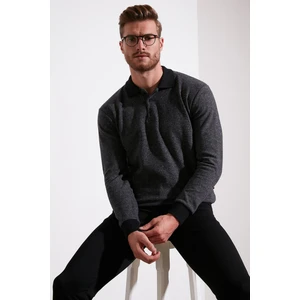 Pamuklu Düğmeli Polo Yaka Kazak Erkek Kazak 456211