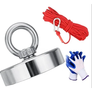 Dünya Magnet Magnet Fishing Halatlı Eldivenli Neodyum Pot Mıknatıs Seti, 80MM Büyük Kancalı Mıknatıs Balıkçılığı