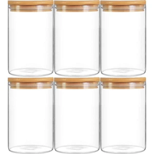 Bambu Kapaklı Vakumlu Borosilikat Cam Kavanoz 6 Adet 250 ml