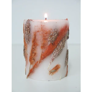 El Yapımı Doğal Bitkili Turuncu-Kahve Mum (9x7 Cm)