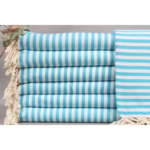 Kayra Export Turkuaz Organik Havlu Organik Plaj Havlusu 100X192 Cm Pamuk Peştamal Araba Havlusu