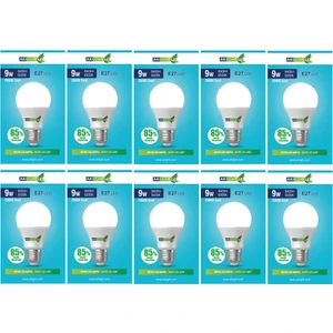 Aklight 9W Beyaz Işık E-27 LED Ampul 840 Lm 10 Lu Paket