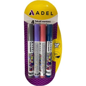 Tekstil Kumaş Kalem Markörü 4 Lü Keçeli Kalem Adel Tekstil Markörü 4 Renkli Paket