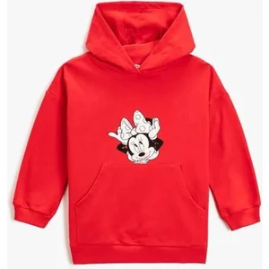 Minnie Mouse Baskılı Kapüşonlu Sweatshirt Lisanslı