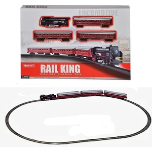 Rail King Oyuncak Tren Seti Pilli 18 Parça Raylı Vagonlu Kara Tren Oyuncak Tren