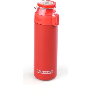 Bear & Deer Şeffaf Kapak Kırmızı Çelik Matara 450 ml - MT0033