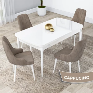 Concept Kar Serisi, 80X132 Açılabilir Mdf Mutfak Masa Takımı, Beyaz Masa 4 Sandalye