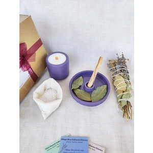 Sillage Candle Arınma Tütsülük Set Vegan Kiraz Çiçeği Sedir Kokulu Soya Mumu Palo Santo Adaçayı Lavanta Tütsü Seti