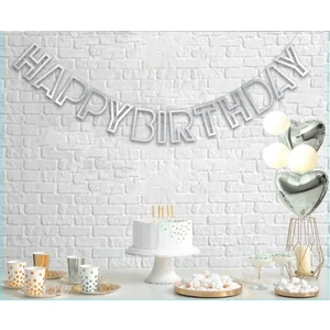 Tatlı Günler Gümüş Içi Boş  Happy Birthday Banner