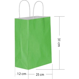 Tatlı Günler 5 Li  Büyük Boy 25X31 cm Büküm Saplı Kağıt / Karton Çanta-Poşet Yeşil